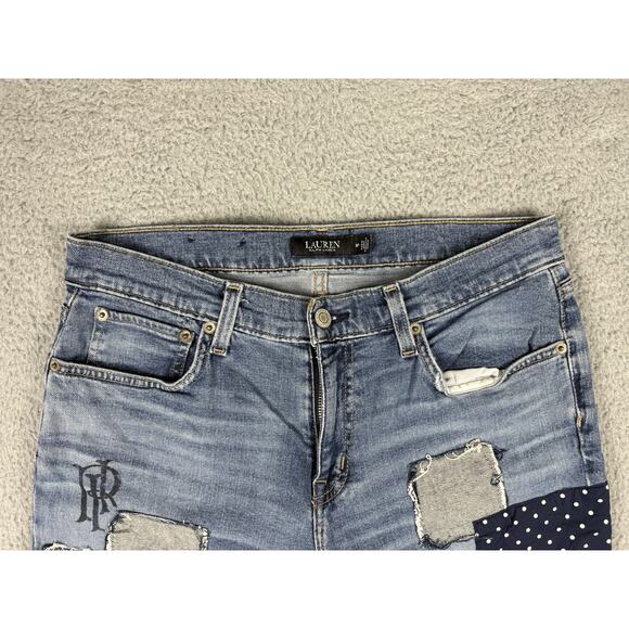 Lauren Ralph Lauren Jeans Women's 8P Patchwork Logo Black Label Distressed - Picture 4 of 13